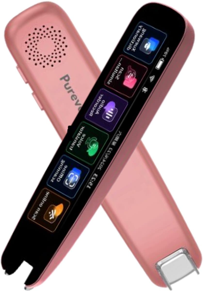 PureVolt AI Vertaalpen – Slim Vertaal Apparaat met Scherm – Realtime Spraak- & Tekstvertaling in 142 Talen – Draagbare Smart Translator Pen met Scan- & Fotovertaling – Woordenboekfunctie - Rosé