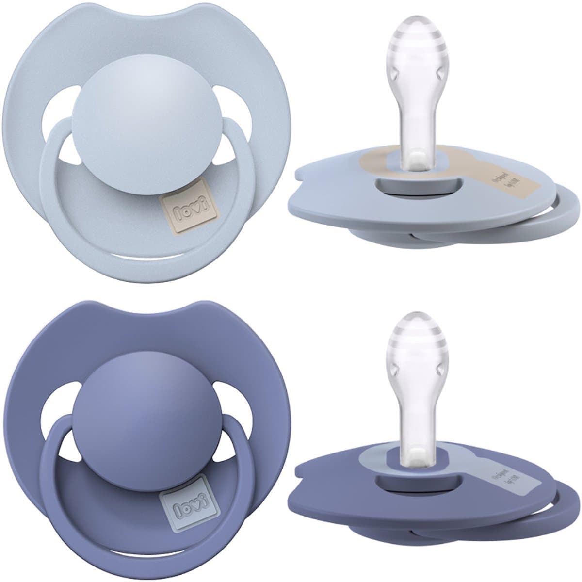 Difrax LOVI Fopspeen Dynamisch - Prime - 0 tot 6 Maanden - Lichtblauw & Navy - 2 Stuks