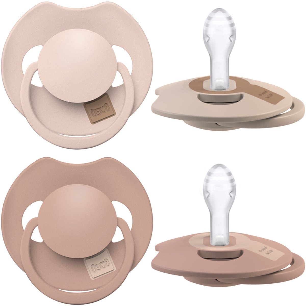 Difrax LOVI Fopspeen Dynamisch - Prime - 0 tot 6 Maanden - Beige - 2 Stuks