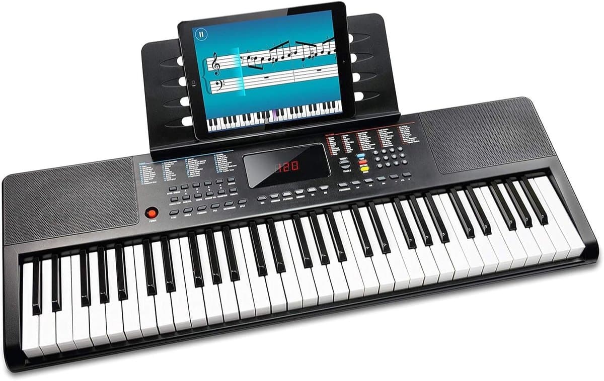 Intelectro Elektrische Piano - Laat je Creativiteit Vloeien met de Veelzijdige 61-toetsen Piano - 200 ritmes en Klanken - 61 Toetsen - USB & 3.5 mm Jack Aansluiting - Aansluiting voor Headset - Zwart - Levering Sneller dan Aangegeven!