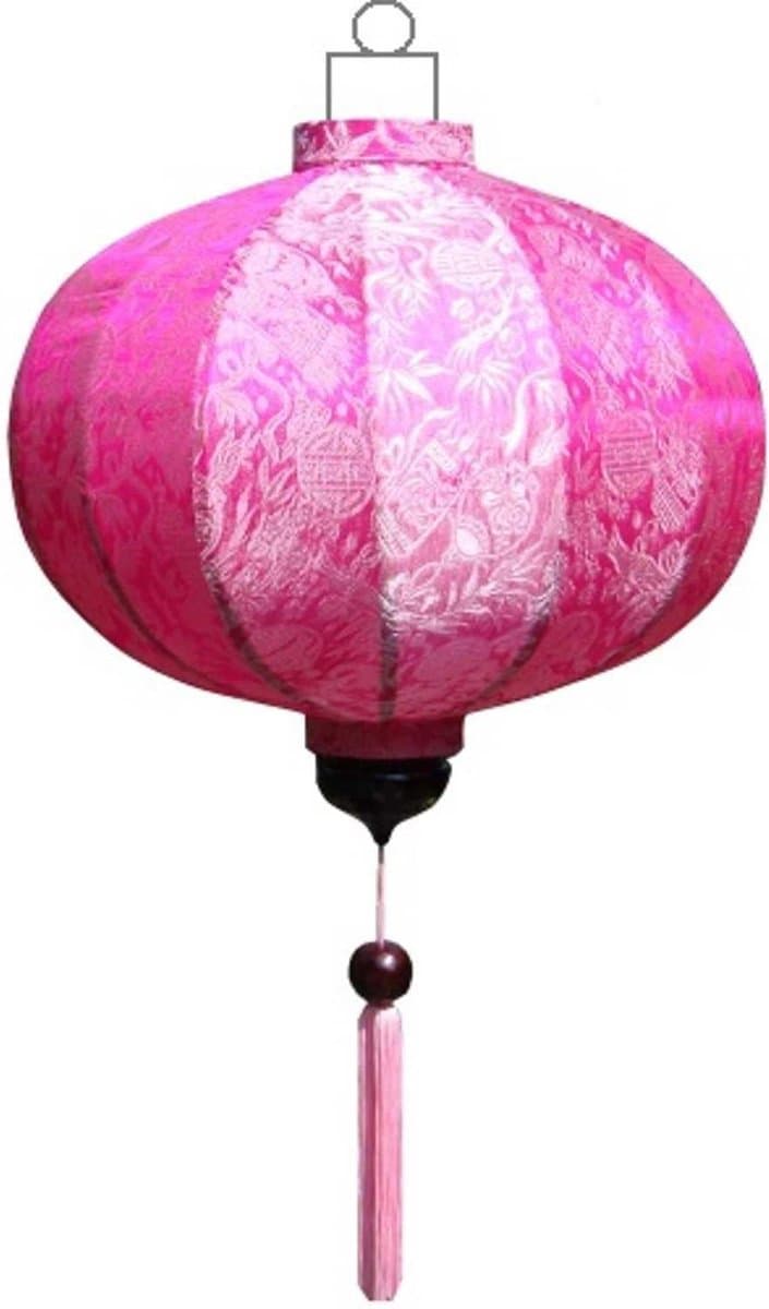 Roze zijden Chinese lampion lamp rond - G-PK-62-S
