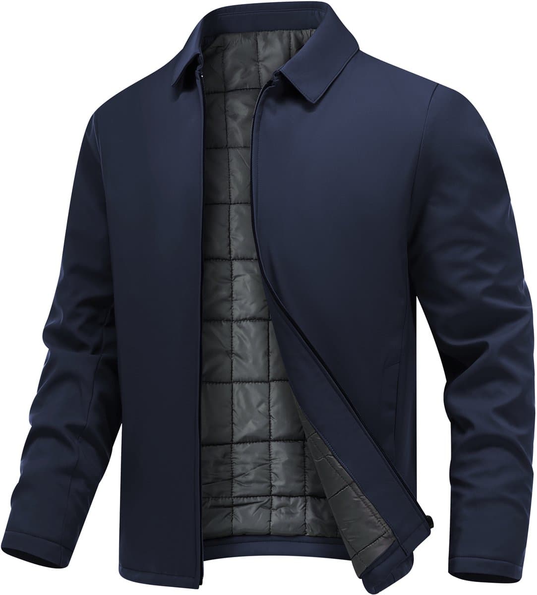 ALLTHEMEN Heren Zakelijke Winterjas - Piekraag Rits Gewatteerd - 2XL