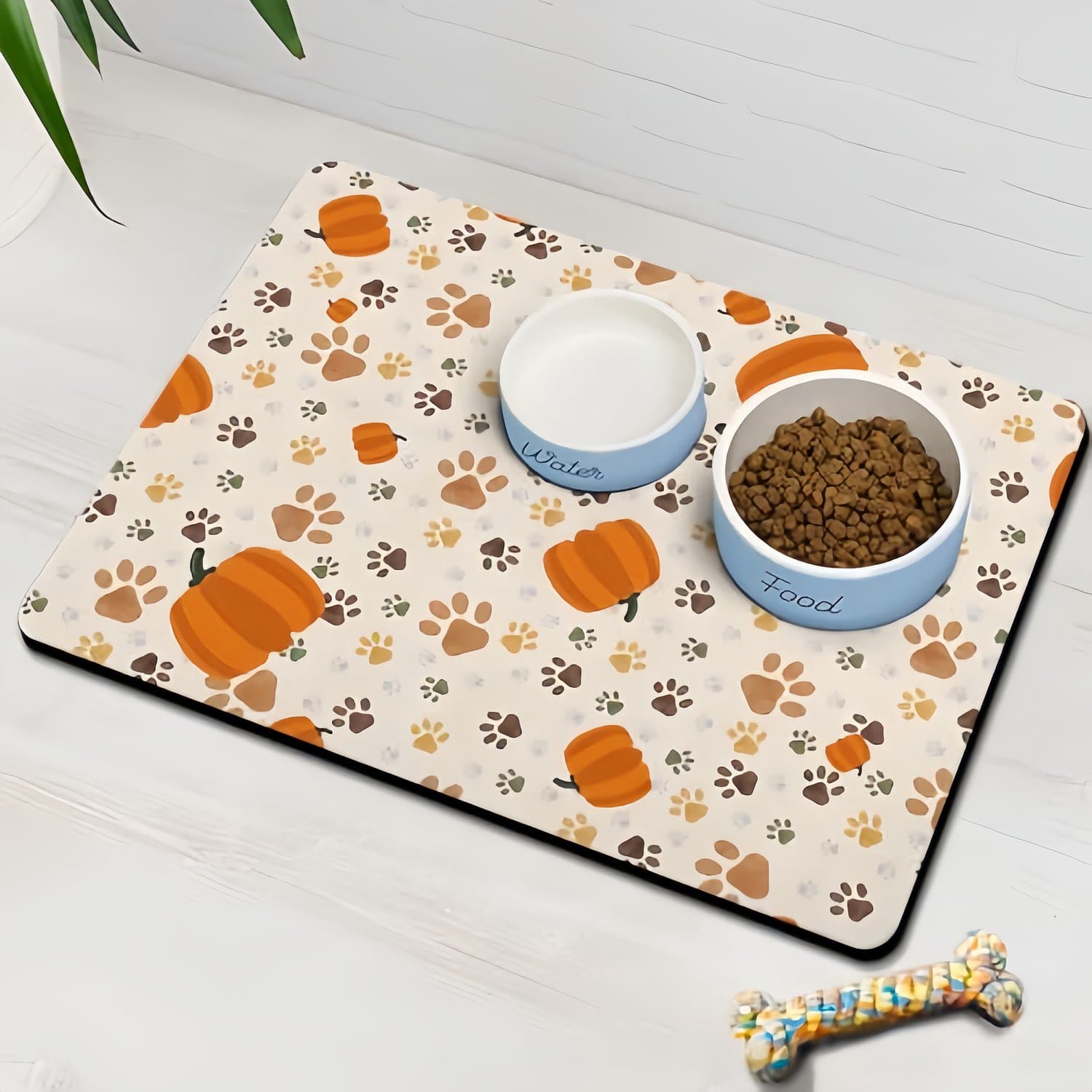 Huisdiermat – Voermat voor honden – Absorberende mat – Mat voor voer- en drinkbakken – Sneldrogend (houdt de voerplek droog en schoon) – Antislip – Eenvoudig dagelijks te reinigen (veeg het oppervlak simpelweg af met een vochtige doek)-40 x 50 cm