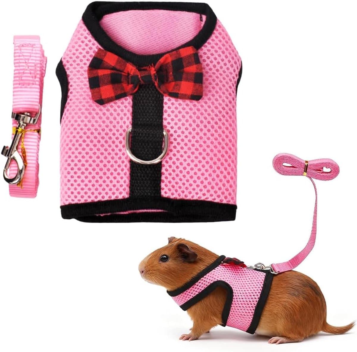Harnas voor kleine dieren, een zacht en ademend harnas met elastische lijn, geschikt voor kleine huisdieren zoals hamsters, ratten en egels.