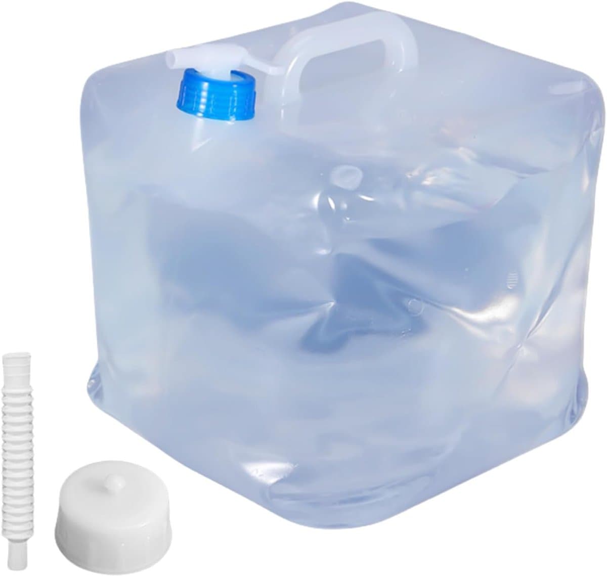 Waterjerrycan van 15 liter: LEKEFETO opvouwbaar watertank, BPA-vrij, wateropslagcontainer, waterfles met kraangreep, kamperen, wandelen en voorbereiding op noodsituaties