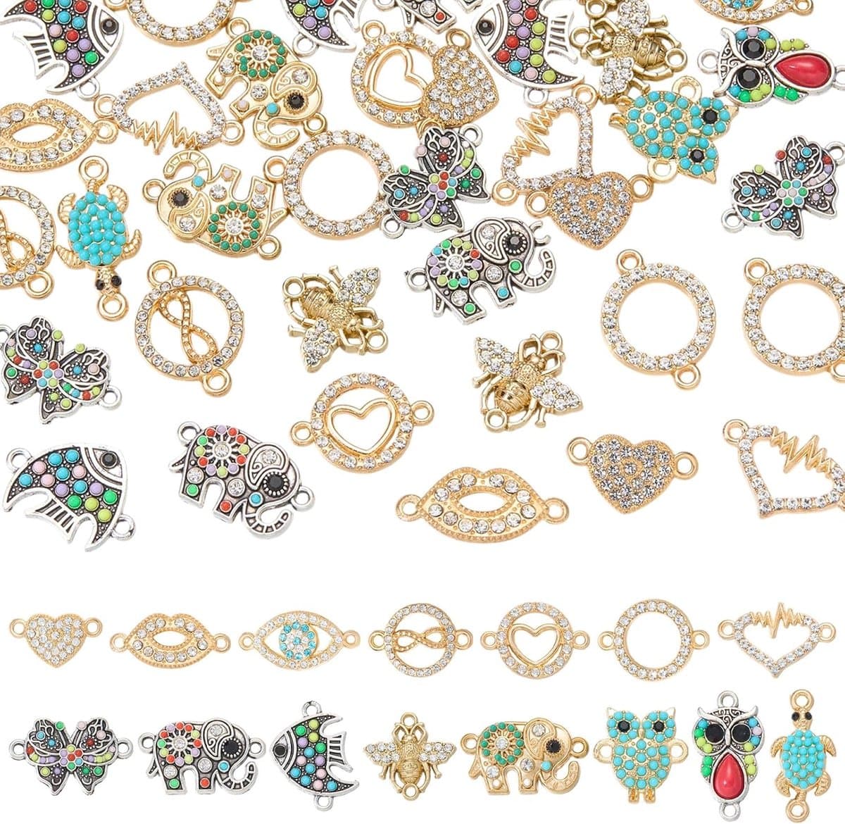 40 stuks verschillende verbindingsbedels voor het maken van sieraden maken dieren strass schakels bedels hangers met - ShopVlot