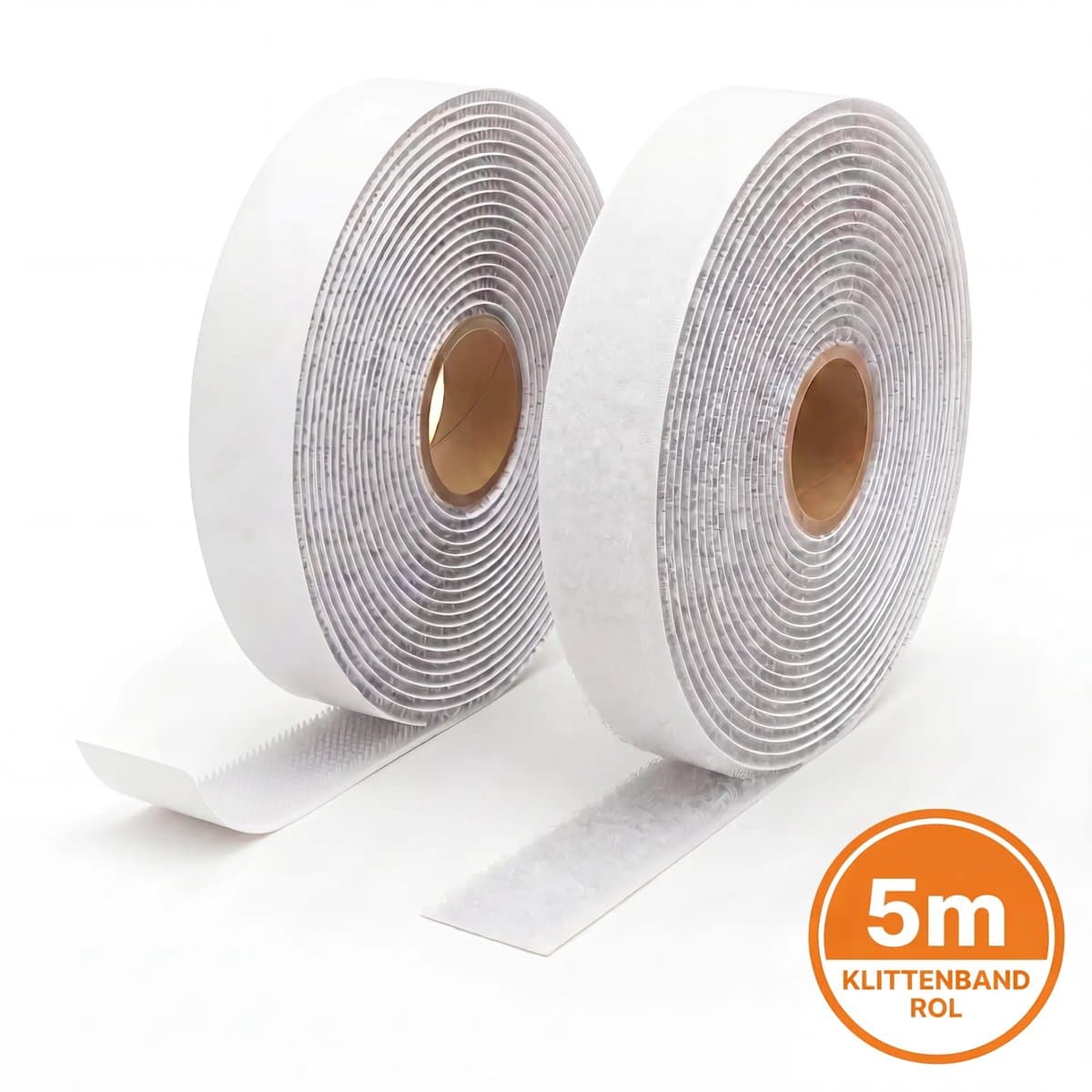 Klittenband Zelfklevend 16mm - 5 meter - Haak + Lus - Wit - Bodutex