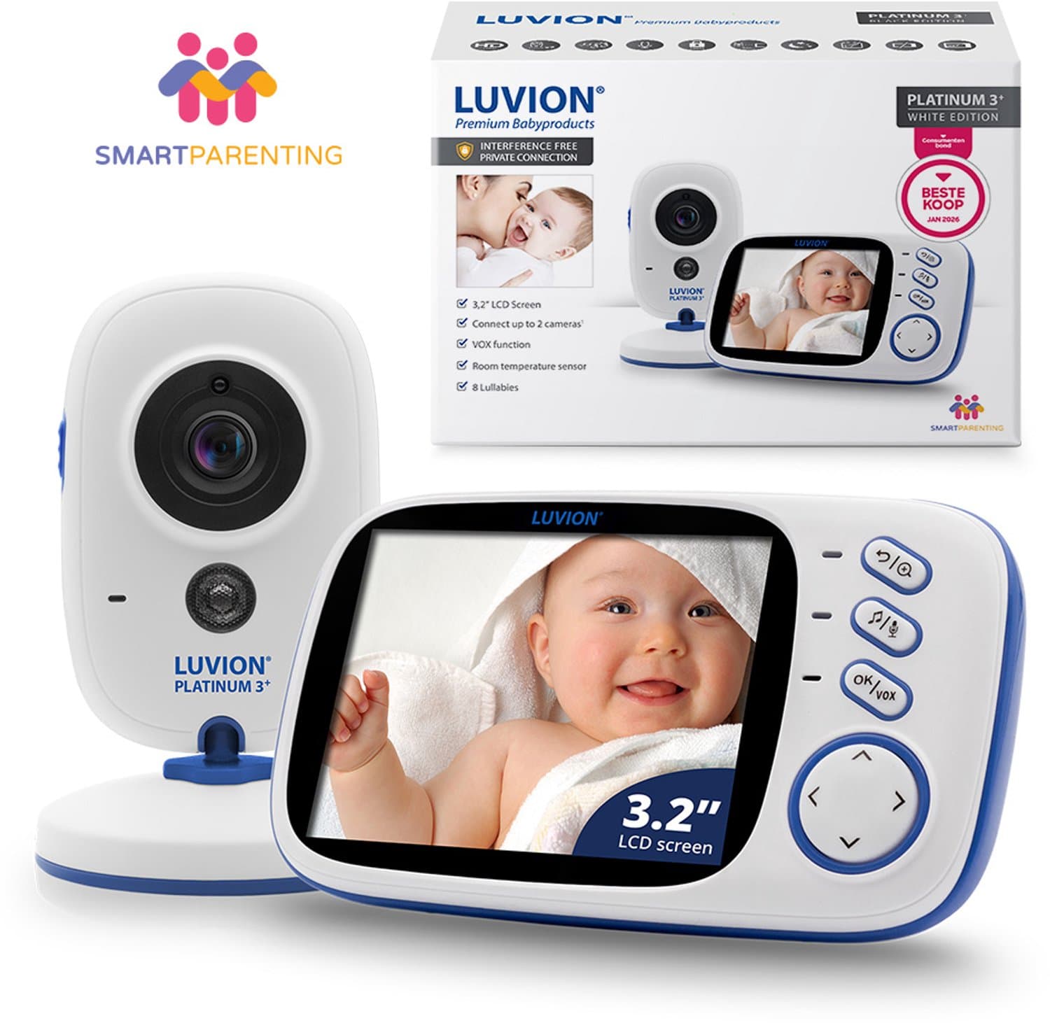 LUVION® Platinum 3+ - Babyfoon met Camera - Uitbreidbaar tot 2 Baby Camera's - Premium Baby Monitor