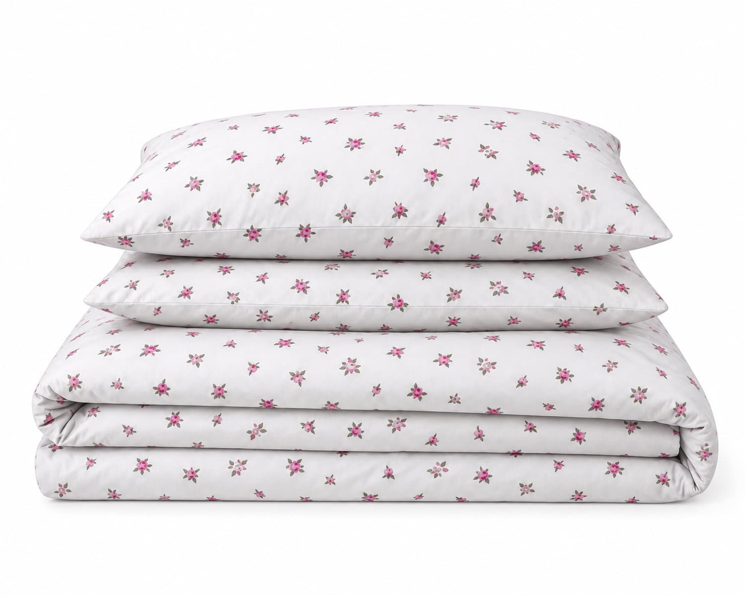 LALIVA Florine Tweepersoons Dekbedovertrekset – 200 x 220 cm – Kleine Roosjes – Wit/Roze – 100% Katoen – 2 Kussenslopen