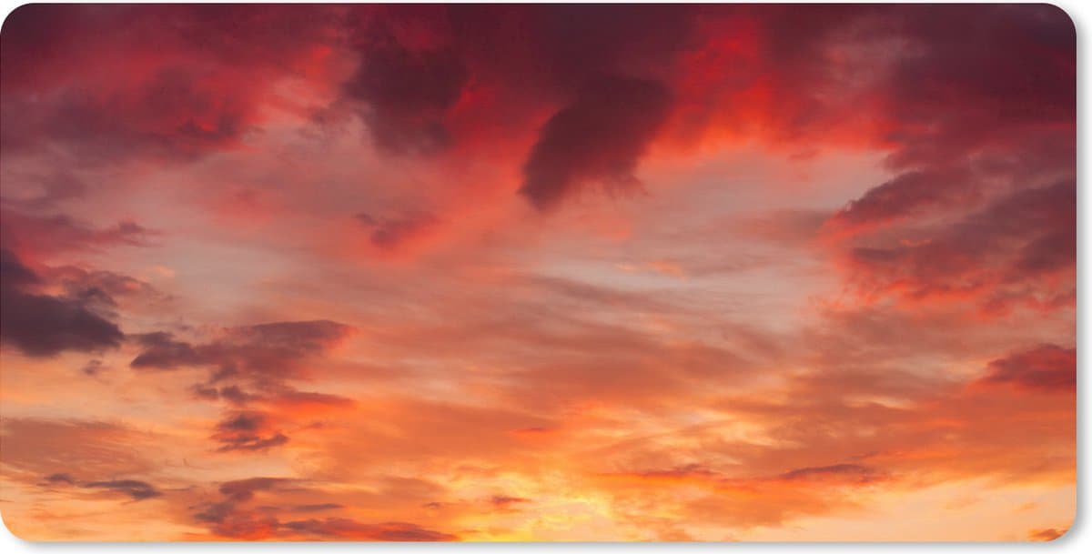 Muismat XXL 90x45 cm - Bureau onderlegger - Bureau mat Wolken - Zon - Rood - Bureaumat - Gaming mousepad xl - Bureaulegger groot - Computer deskmat