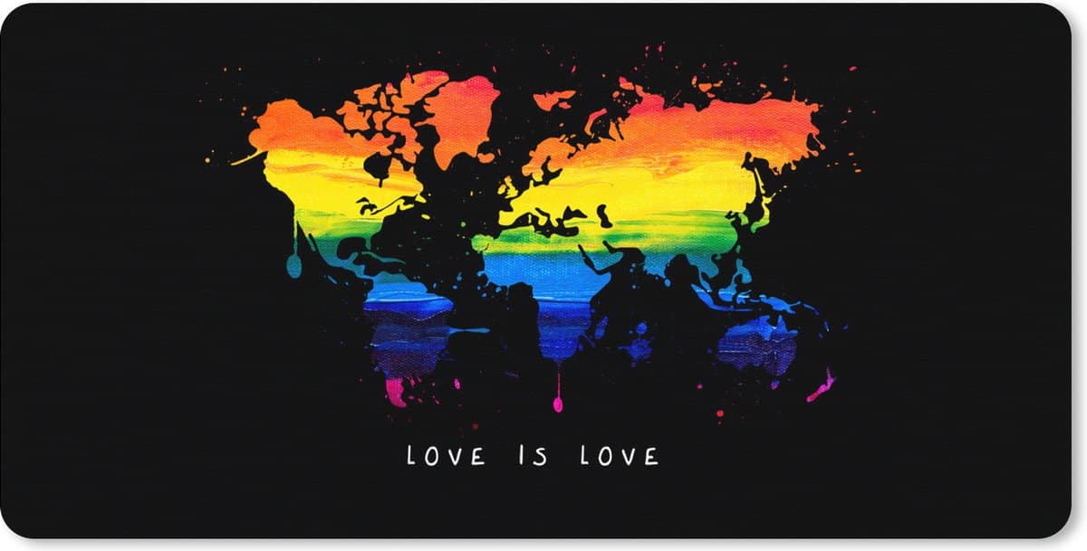 Muismat XXL 80x40 cm - Bureau onderlegger - Bureau mat Kaart - Pride vlag - Quote - Love - Bureaumat - Gaming mousepad xl - Bureaulegger groot - Computer deskmat