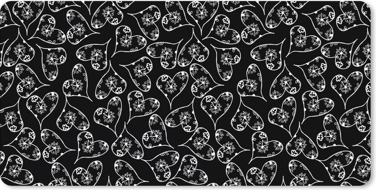 Muismat XXL 90x45 cm - Bureau onderlegger - Bureau mat Meisjes - Hart - Bloemen - Patronen - Girl - Kids - Kinderen - Kindje - Bureaumat - Gaming mousepad xl - Bureaulegger groot - Computer deskmat