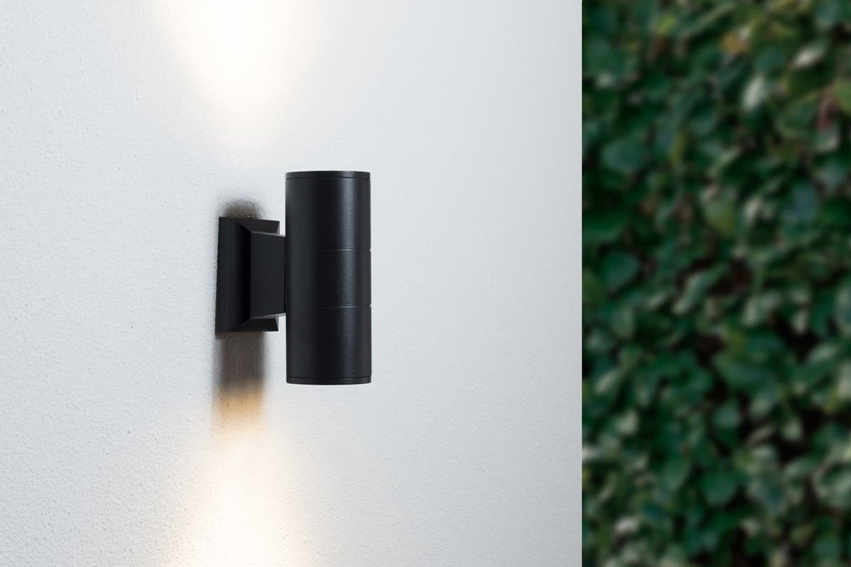 Groenovatie Wandlamp Up & Down - Rond - 2 x GU10 Fitting - Waterdicht IP54 - Zwart