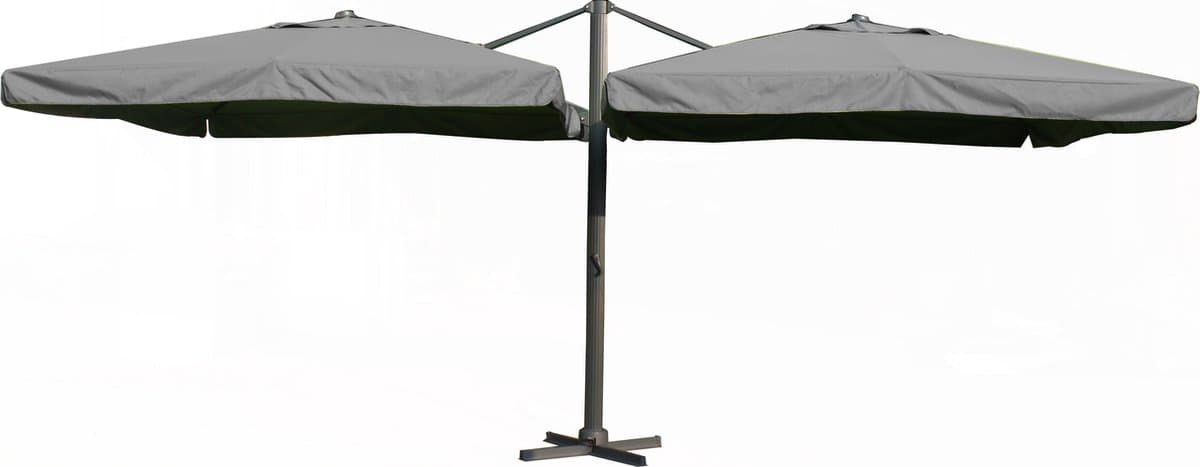 Paralux dubbele zweefparasol - 2 doeken van 3x4m - Donkergrijs