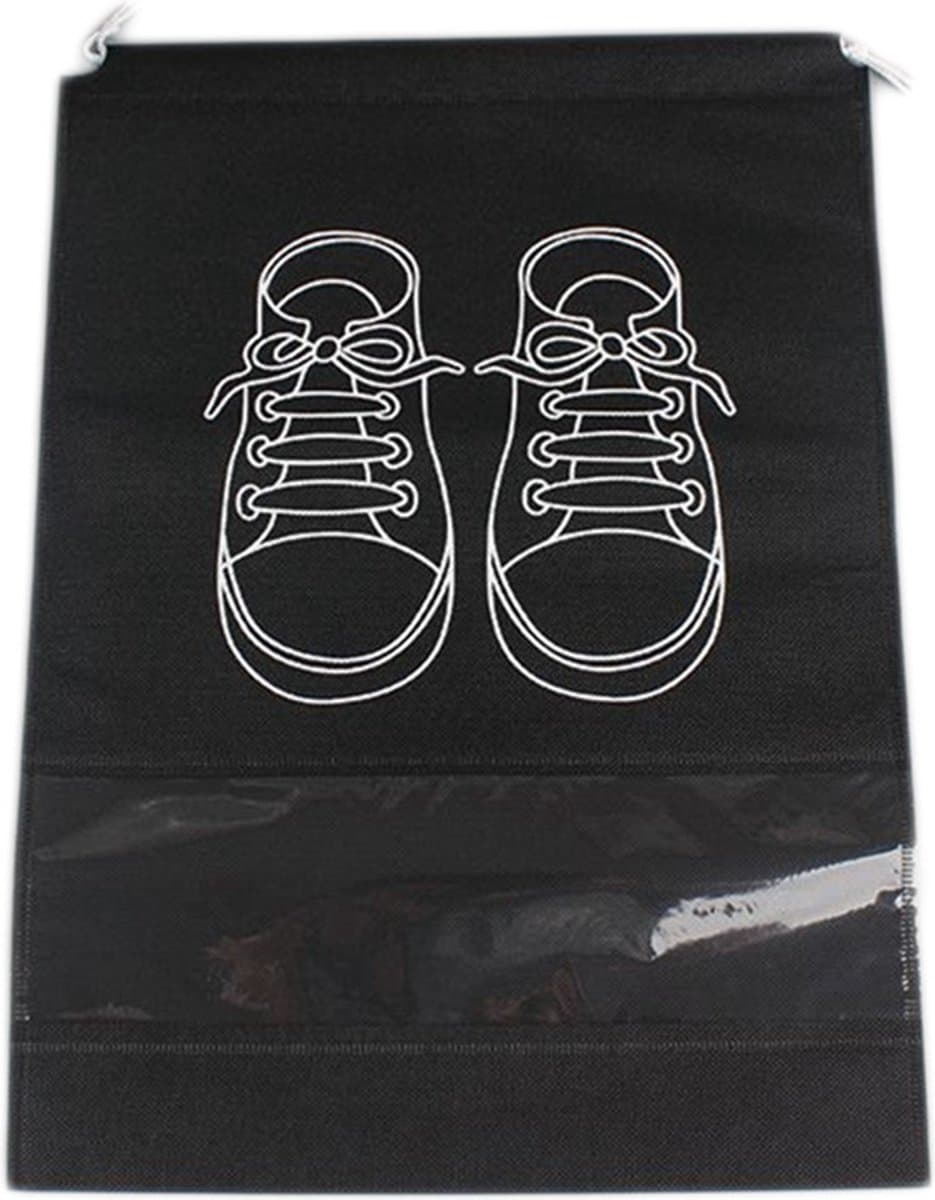 DW4Trading Schoenen Opbergzak - Koffer Organizer - Schoenentas - Opbergtas - met Zichtvenster - 32x44 cm - Zwart