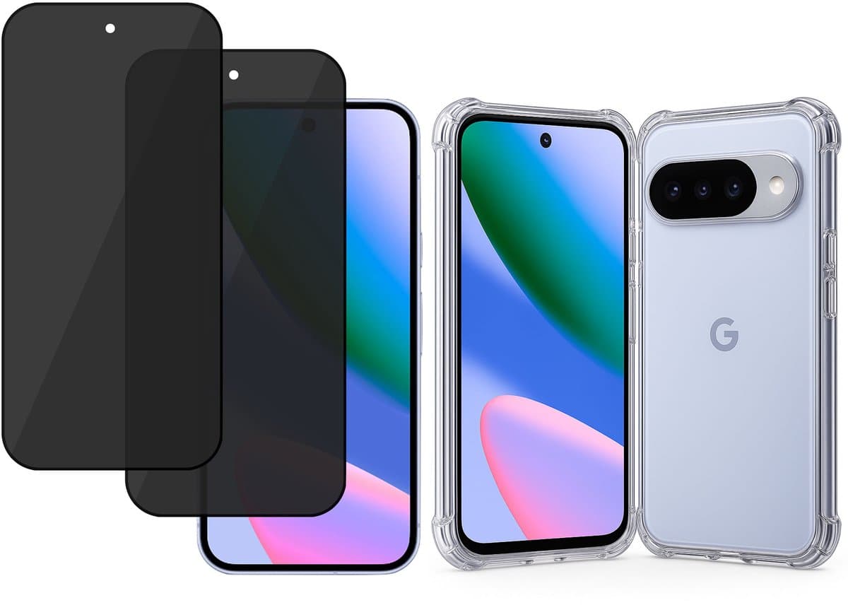 TechNow Hoesje + 2x Privé Screenprotector geschikt voor Google Pixel 10 / 10 Pro Hoesje Screenprotector - Privacy Tempered Glass - Case Transparant