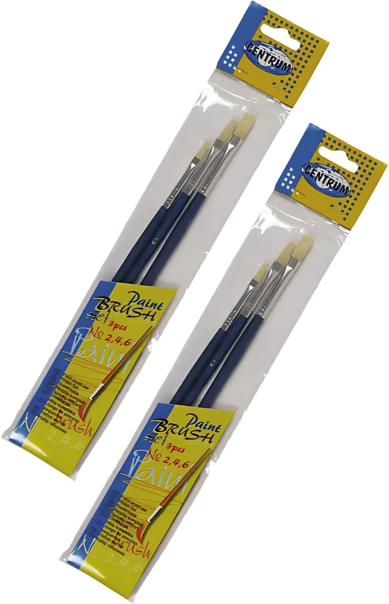 Centrum Penselen - set van 6x stuks - schilderen - kwasten - hobby - schoolspullen