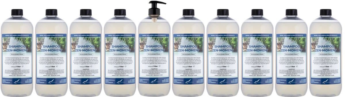 Shampoo Zen Moment - 1 liter (transparant) - 10 Stuks - met pomp - Voordeelverpakking - Haarverzorging