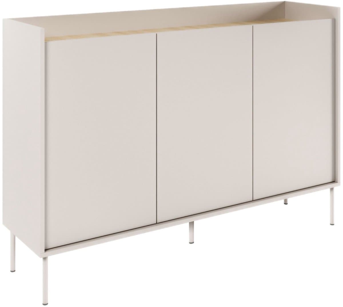 Selsey Tovi - Dressoir met 3 deuren, 140 cm, Cashmeregrijs / Eikenhoutlook
