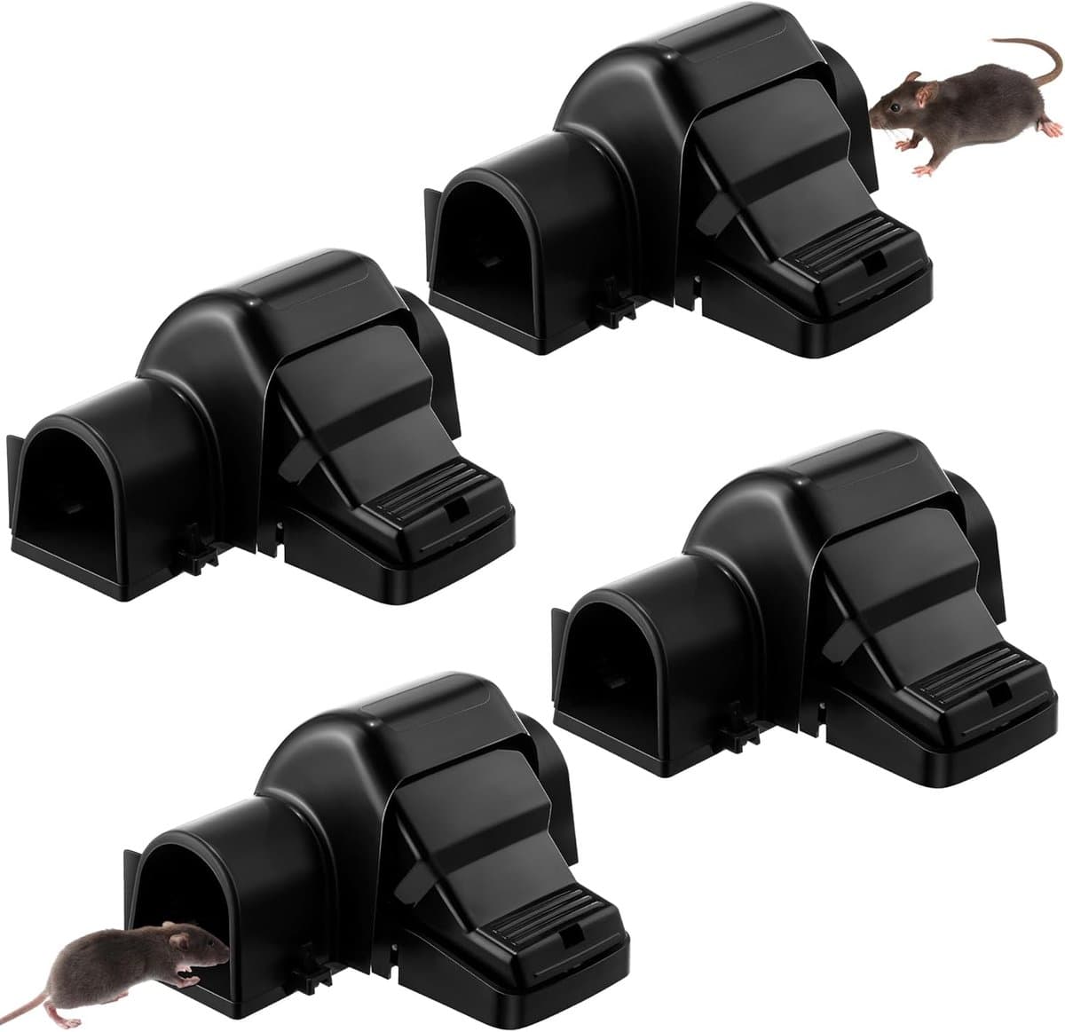 Rattenvallen die direct doden- humane ratten- en muizenvallen voor binnen en buiten- herbruikbare rattenvangers (4 stuks)