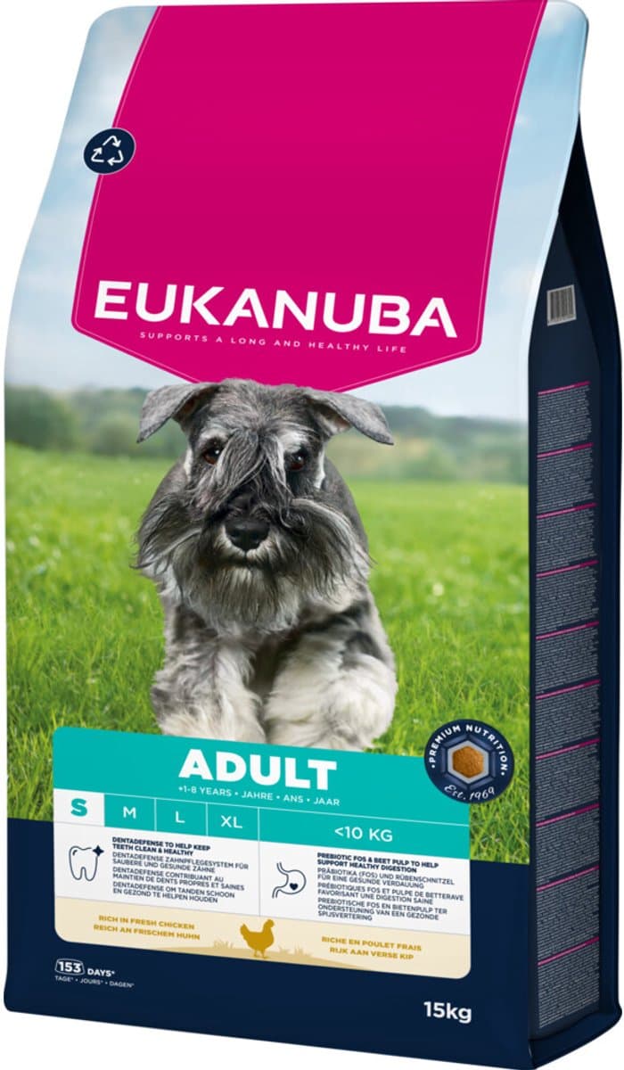 Eukanuba Life Care hondenvoer voor volwassen honden, kleine rassen, kip, 15 kg
