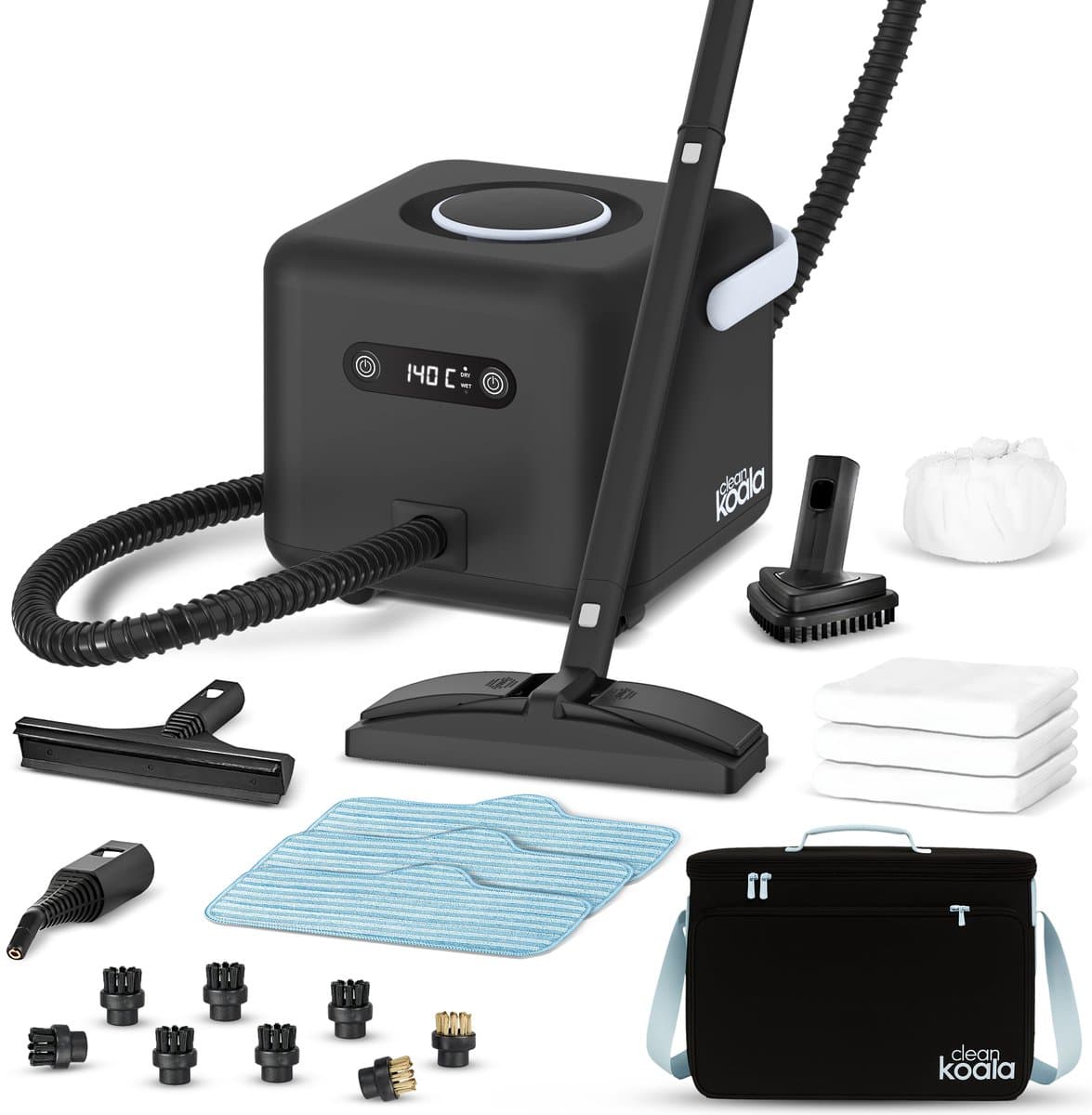 CleanKoala Multi Stoomreiniger – Complete Bundel met; CleanKoala Opbergtas, Extra; 2x Dweilpads & 2x Opzetdoeken