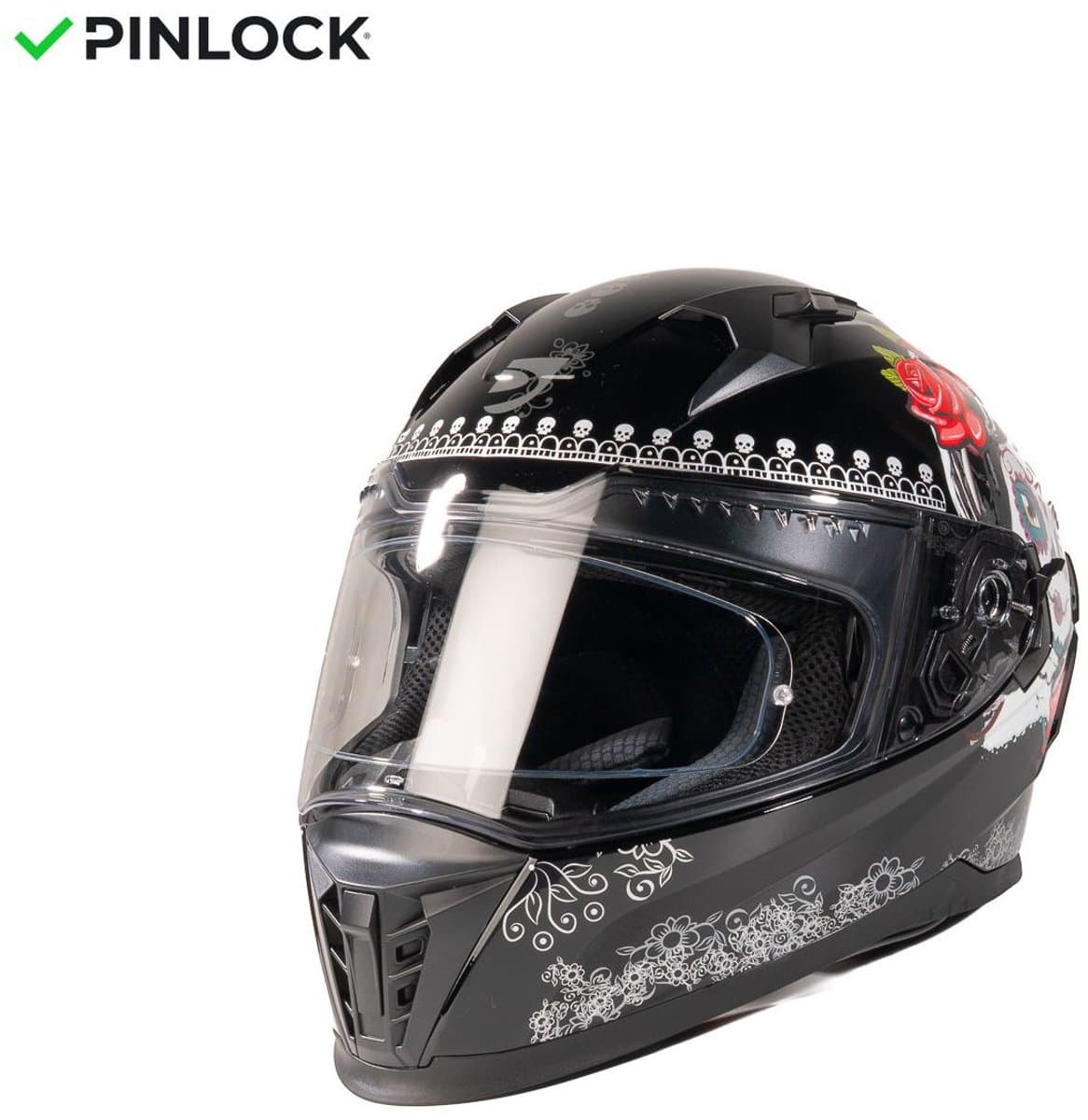 MOTOBLOUZ EROS SANTITA Integraalhelm - ECE 22.06 gekeurde Helm Scooter, Motor & Brommer - Heren & Dames - Zwart - S