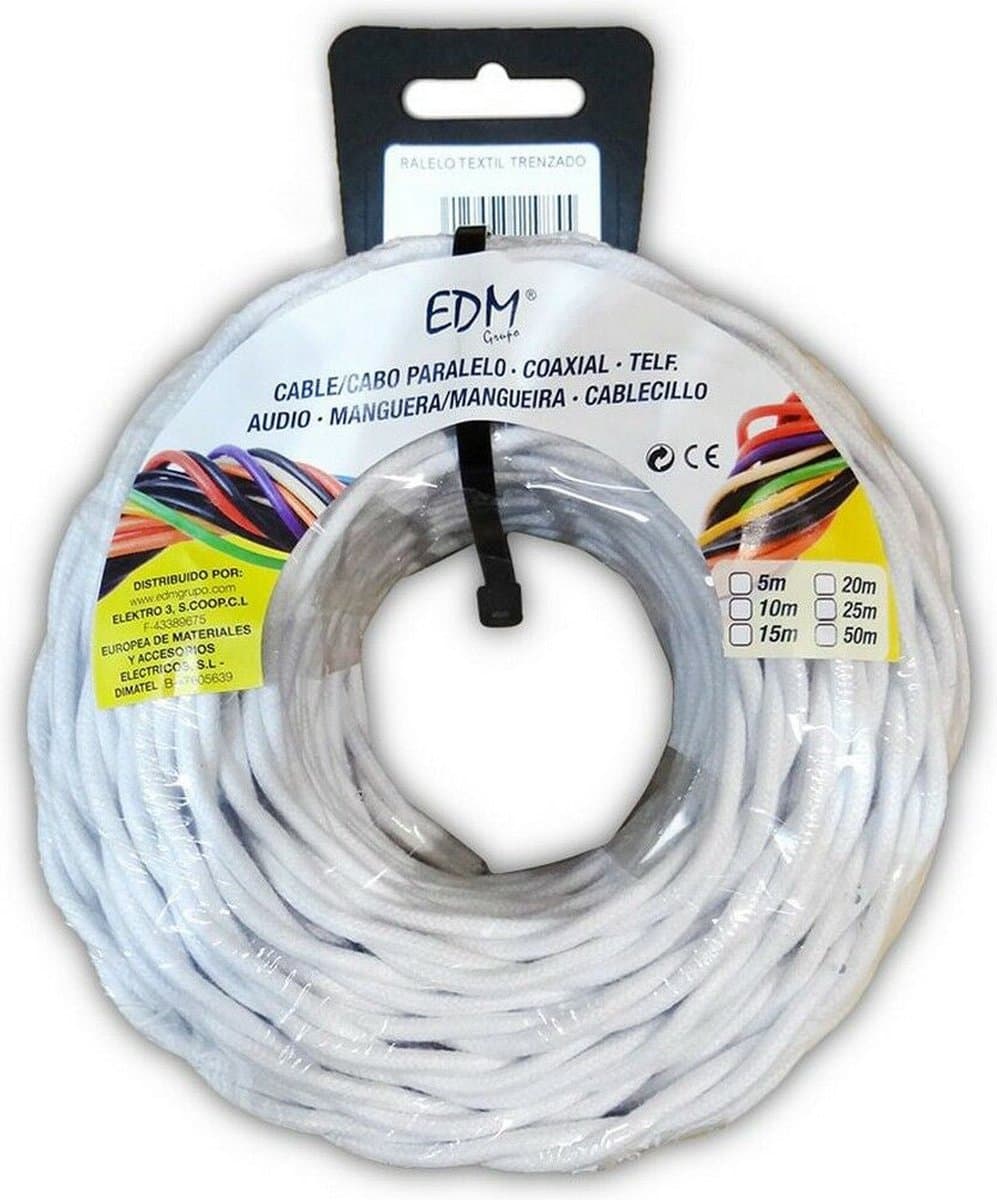 Kabel EDM 2 x 1 mm Wit 5 m