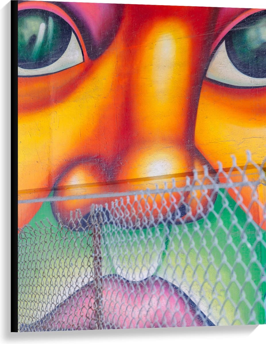 Canvas - Muurschildering van Gezicht Vol met Kleurrijke Vlakken - 75x100 cm Foto op Canvas Schilderij (Wanddecoratie op Canvas)