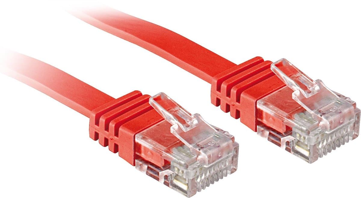 Lindy - Cat.6 Flachband-Patchkabel ungeschirmt, rot, 0,3m