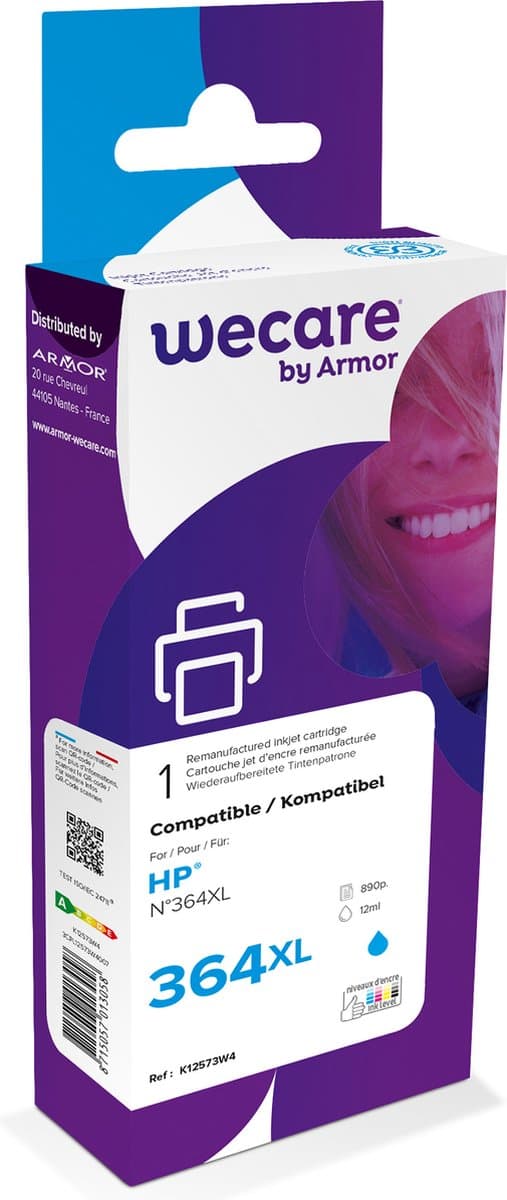 weCare WEC1377 inktcartridge 364 XL Cyaan - geschikt voor HP - Inktpatroon 364xl blauw
