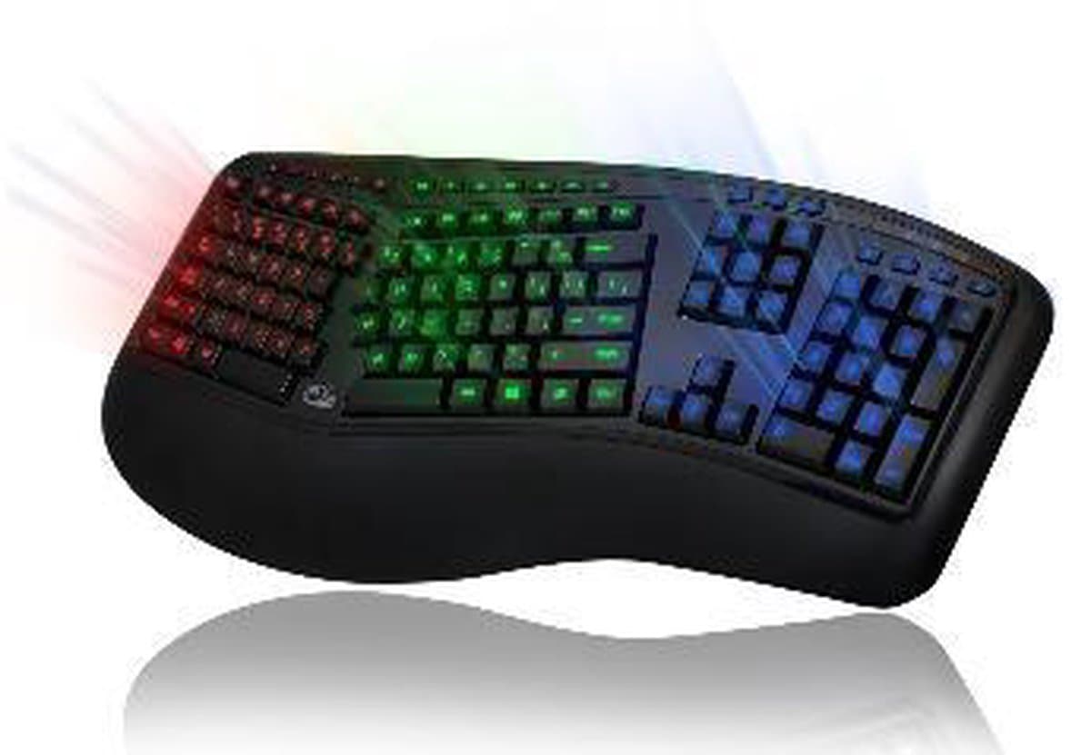 Adesso Tru-Form 150 Gaming Toetsenbord - Ergonomisch Toetsenbord - Qwerty - LED Verlichting - Membraan - RGB kleurinstellingen - Zwart - USB aansluiting