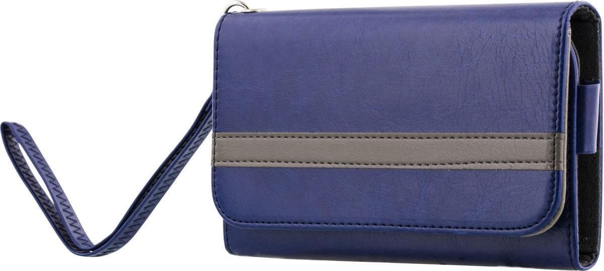 STREETZ IP6-936, Portemonnee hoesje voor 4-5,1 "smartphones, kunstleer, 4 creditcards, 1 vak voor bankbiljetten, riemhouder, nekriem, polsband, blauw