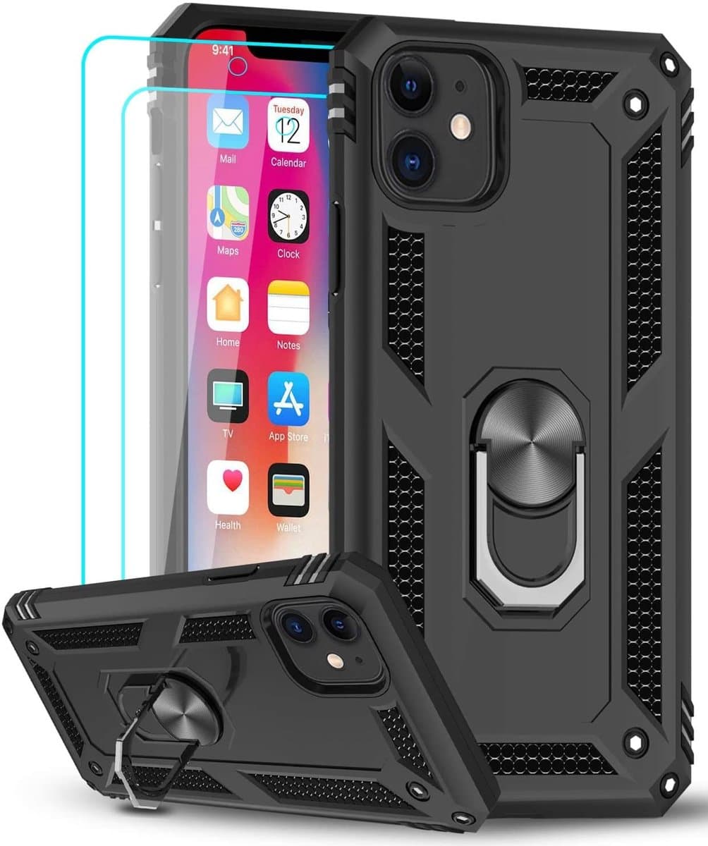 BixB iPhone 12 Pro Max Bruchem TPU Case Backcover - Hoesje Zwart + x2 Screenprotector