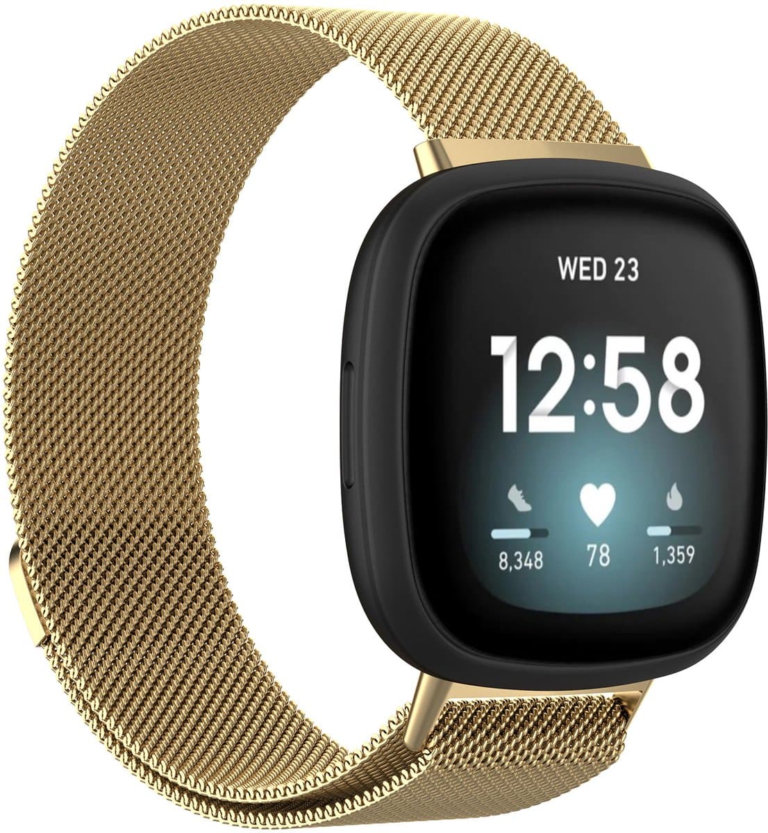 123watches milanese band - goud - SM - Geschikt voor Fitbit Versa 3 & 4 / Sense