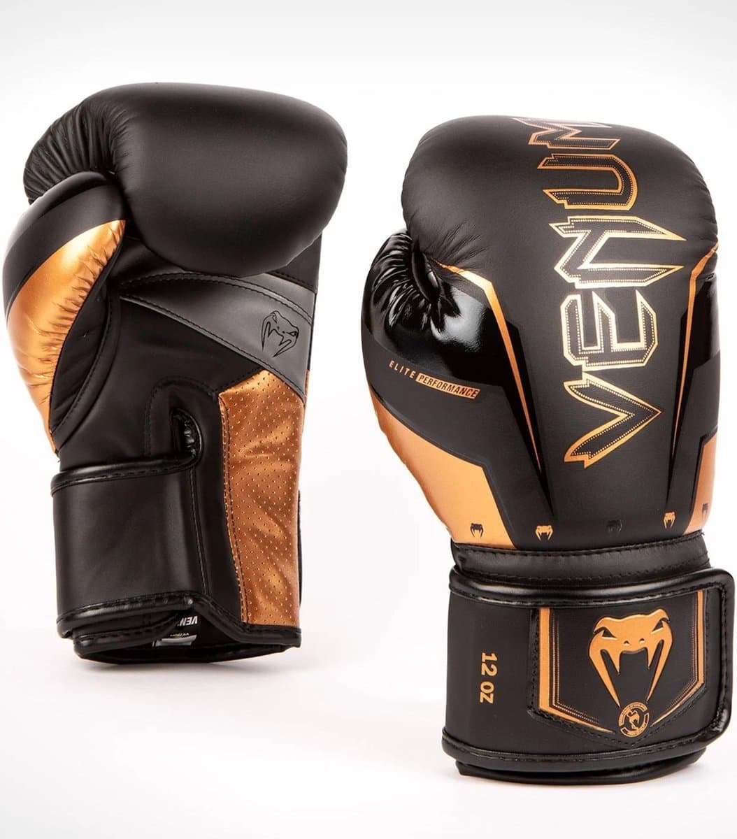 Venum Elite Evo Bokshandschoenen Zwart Brons - 12 OZ