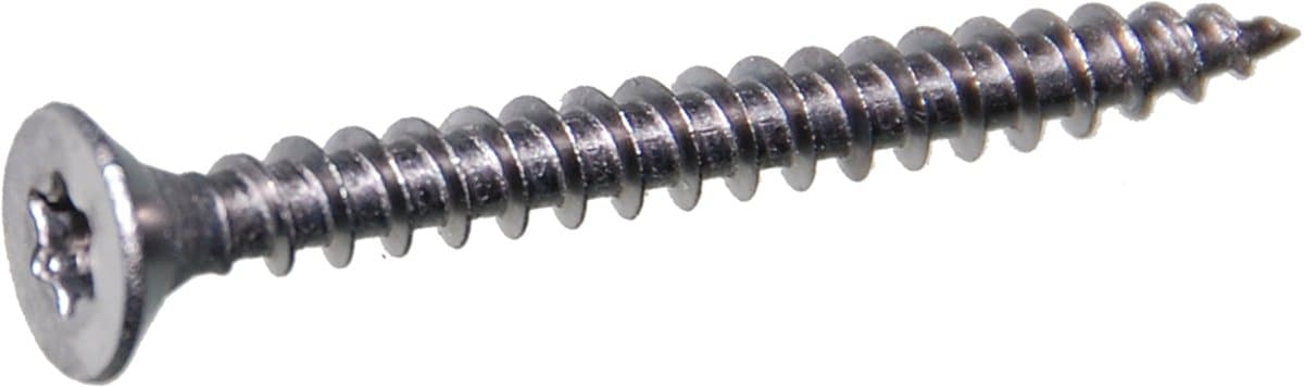 QZ Spaanplaatschroeven platkop 3.5 x 30 TX-10 Roestvast Staal (RVS) A2
