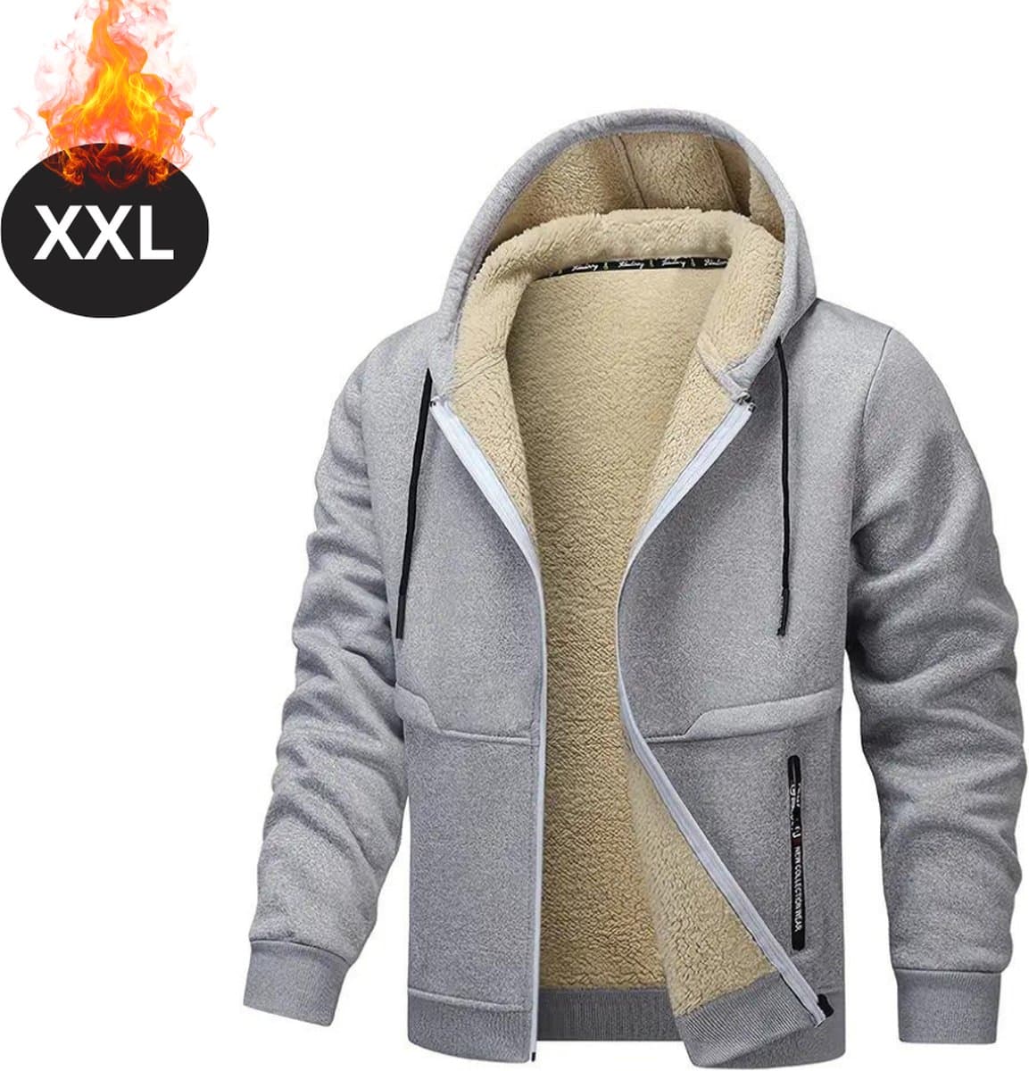 Livano Winterjas - Parka - Heren - Winter - Fleecejas - Volwassen - Stijlvol - Met Capuchon - Gewatteerde Jas - Grijs - XXL