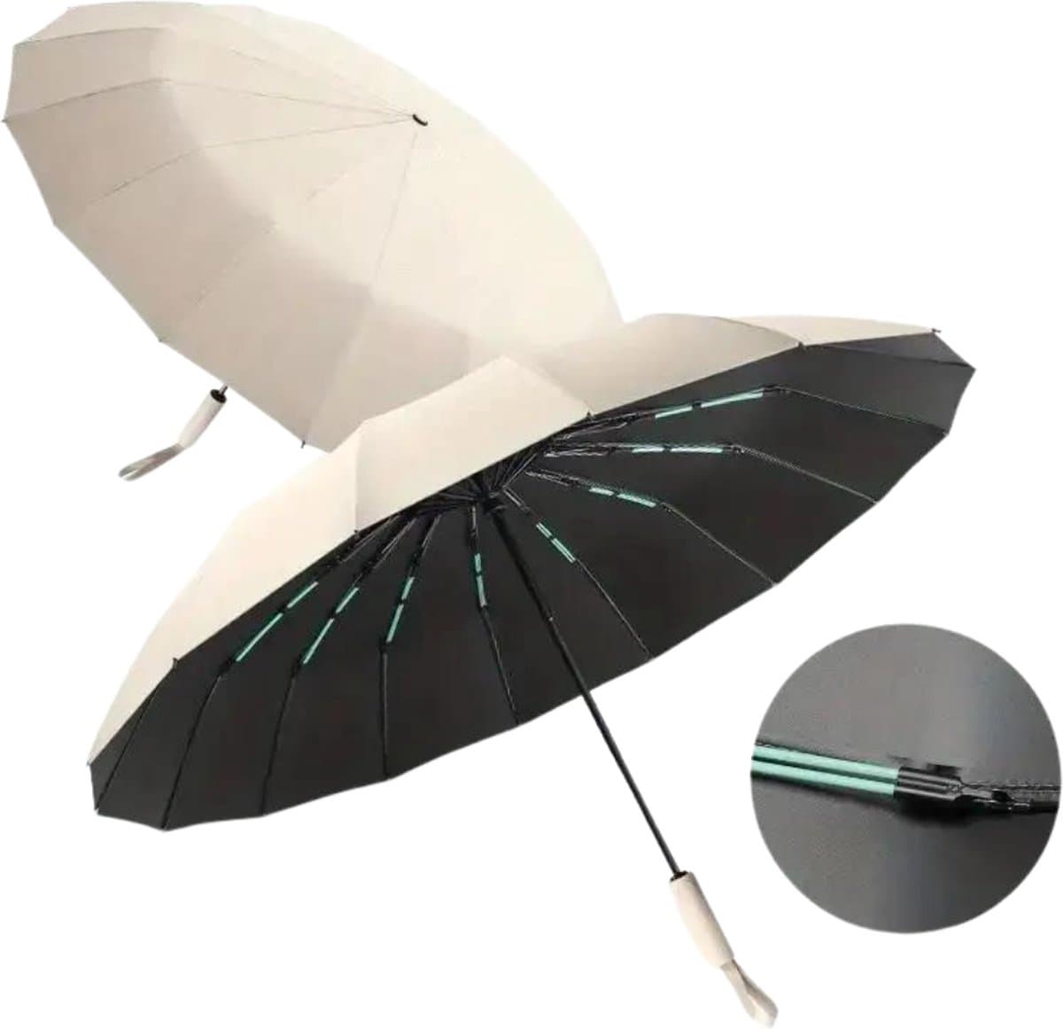 Nivard Moderne Stormparaplu - Opvouwbaar - Windproof Paraplu - Stormproef - Automatisch Uitklapbaar - Umbrella - Draagbaar - Beige