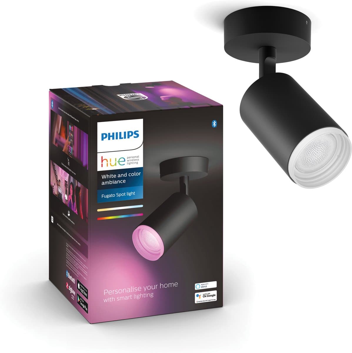 Philips Hue Fugato Opbouwspot White and Color - Zwart - 1-spot