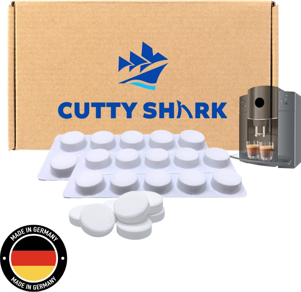 Cutty Shark 30 Reinigingstabletten voor Koffiemachines - Mede geschikt voor Jura, Philips, Bosch, Siemens - reinigingstabletten espresso apparaat - koffiemachine schoonmaak tabletten