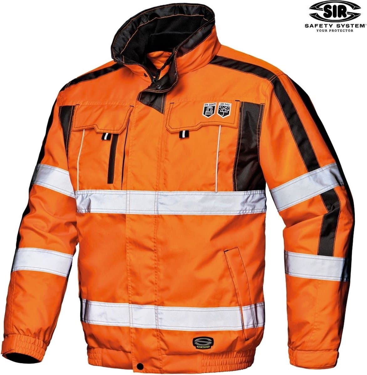 SIR SAFETY CONTENDER Hi Vis Reflecterend Pilot Jack Werkjas HEREN Veiligheidsjas Oranje - Winddicht - Waterdicht - Afneembare Mouwen