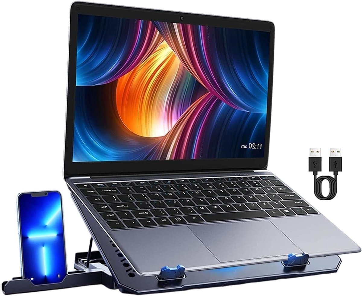 Laptop Koelmat - Laptop Verhoger - Prestaties Verbeteren - Stille Ventilatie - 37 x 27 x 4 cm - Zwart