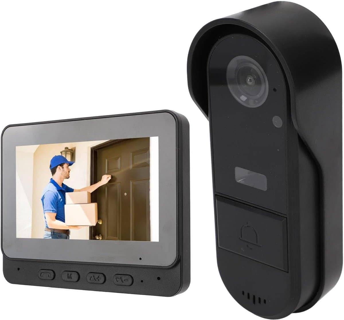 Video Deurbel - Beeldintercom Deur - Toegangscontrole Huis - 8 MP Groothoeklens - 4.3 Inch Scherm - Zwart