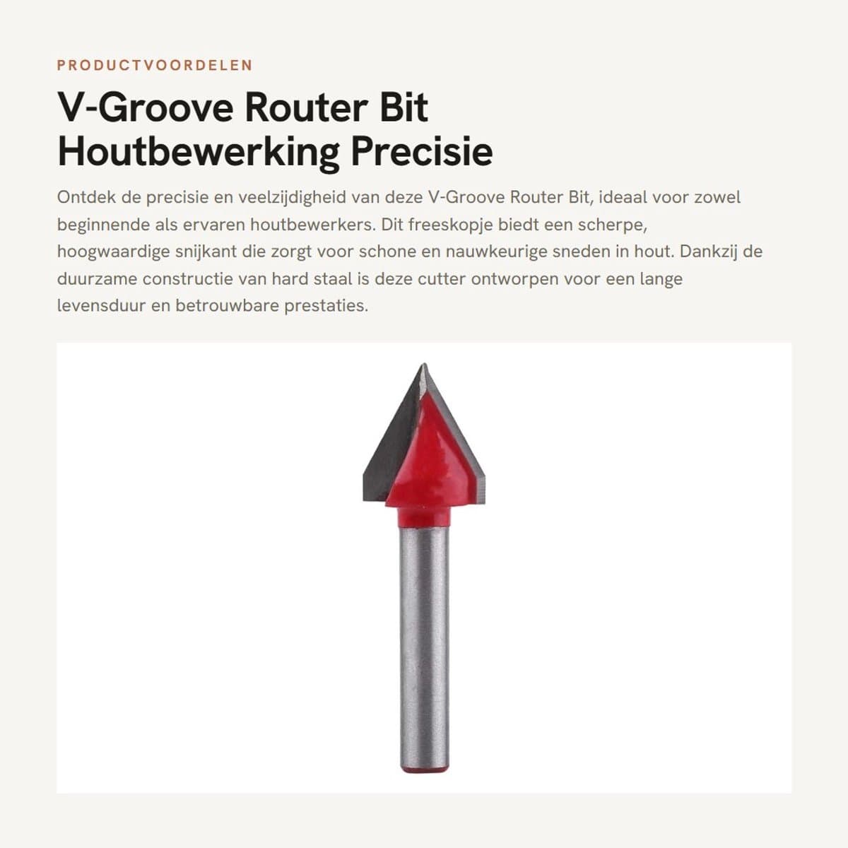 Dailygoods - V-Groove Router Bit - Houtbewerking - Precisie snijden - 6 mm Shank - V-Groove Frees - Perfect voor beginners - Rood