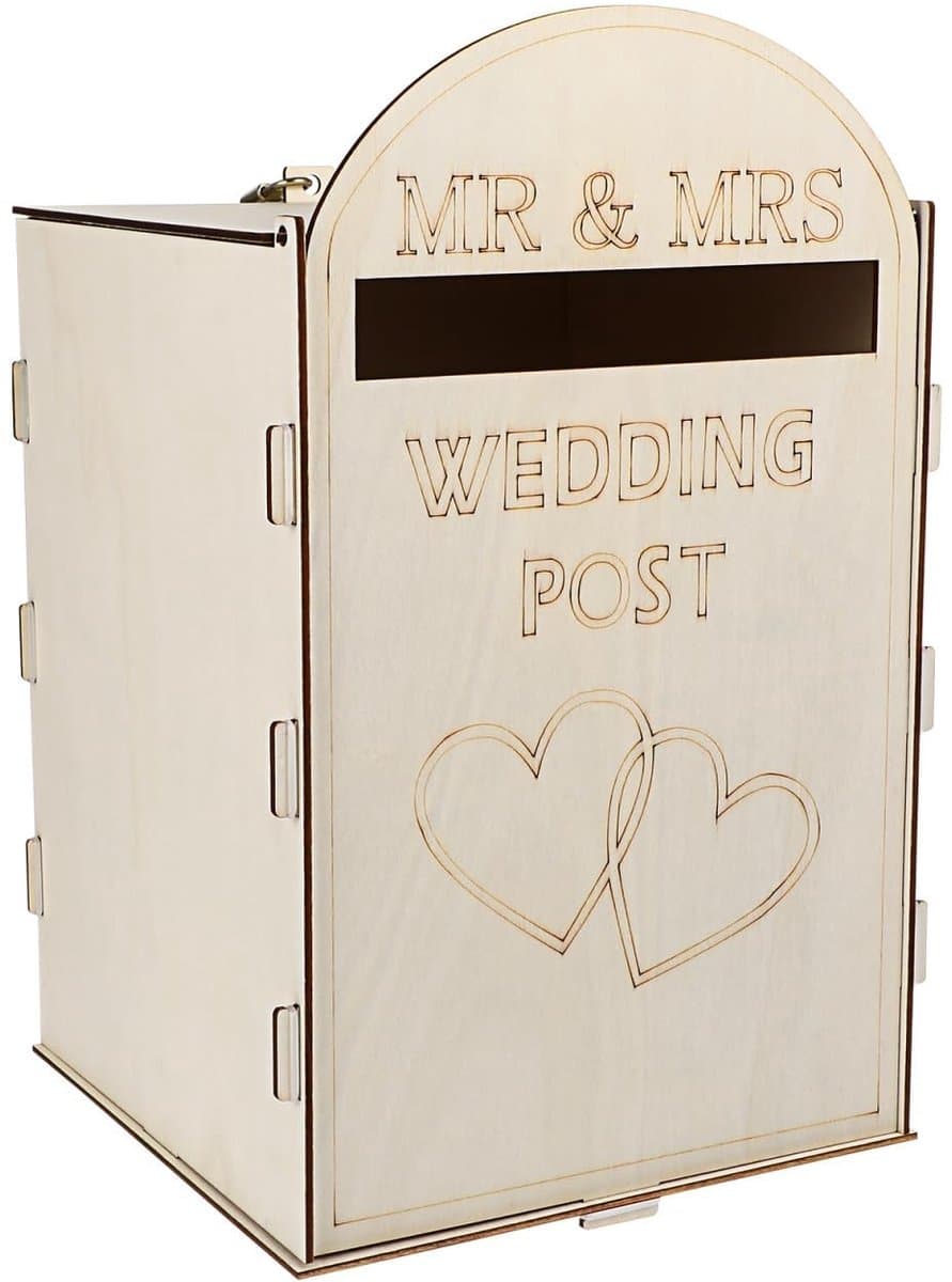 Dailygoods- Wedding Mailbox Houten Box - Geldbox - Kaartbox - Tafeldecoratie - Afneembaar - Creatief Ontwerp - Rustiek Materiaal