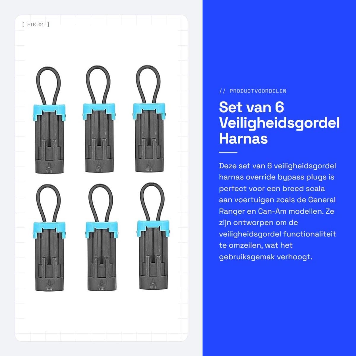 Dailygoods - Set van 6 Veiligheidsgordel Harnas Override Bypass Plugs voor Diverse Voertuigen