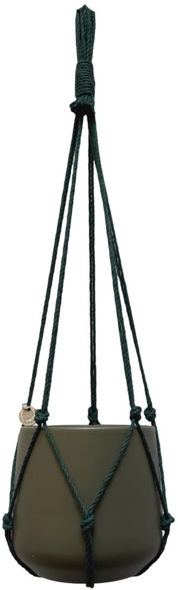 Plantenhanger Zonder Kwast - Kies Kleur en Lengte - Donkergroen - 60 cm lang - Katoenkoord - Geschikt voor Pot met Diameter t/m 15 cm - Handgemaakt in ons Macramé Atelier - Prijs per Stuk - Let op: Exclusief Pot - Inclusief Verzendkosten