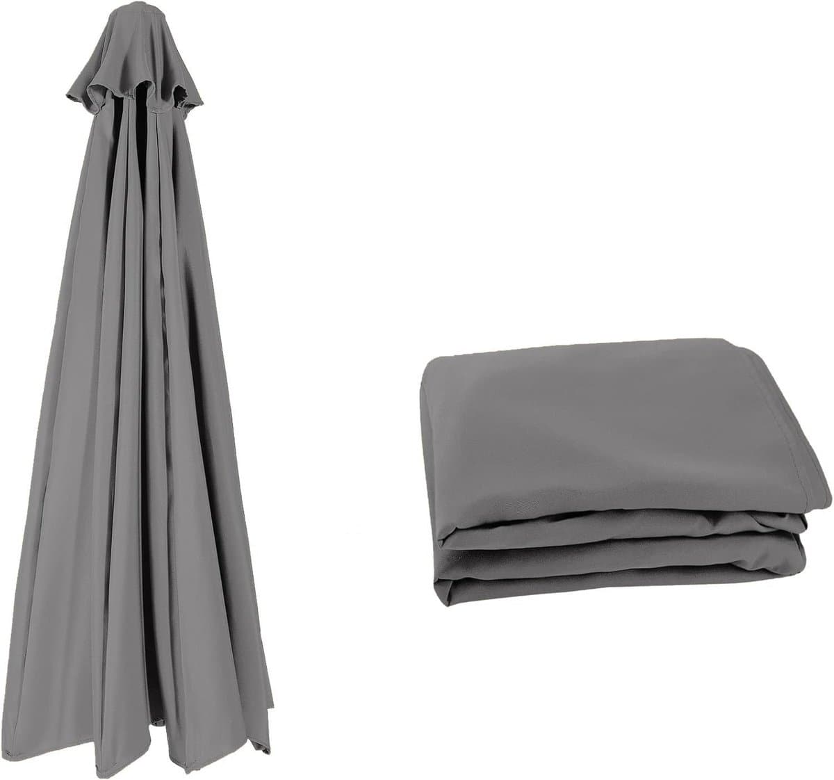 Parasol Vervangdoek - Parasolhoes - Terras Beschermen - Waterdicht Polyester - 4.0m 8 Ribben - Donkergrijs