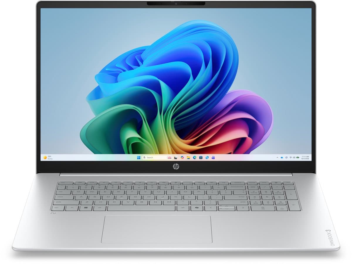 HP OmniBook 3 AI PC 17-dg0005ndx Intel Core 3 Laptop 43,9 cm (17.3") Full HD 12 GB DDR5-SDRAM 512 GB SSD Wi-Fi 6 (802.11ax) Windows 11 Home Grijs, Zilver